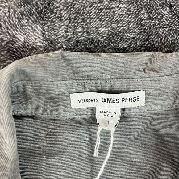 James Perse Corduroy Button Up Shirt Gray Women's 1 Pinwale Pocket $185 NWT - Picture 4 of 9